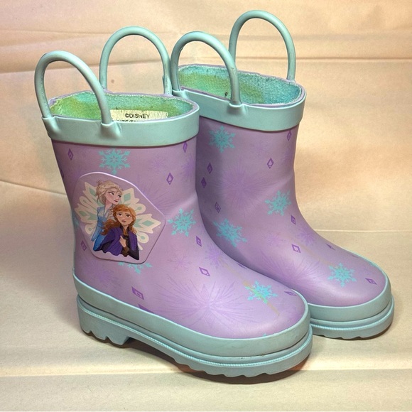 Toddler Girl Frozen Rain Boots Size 7 - Picture 1 of 7